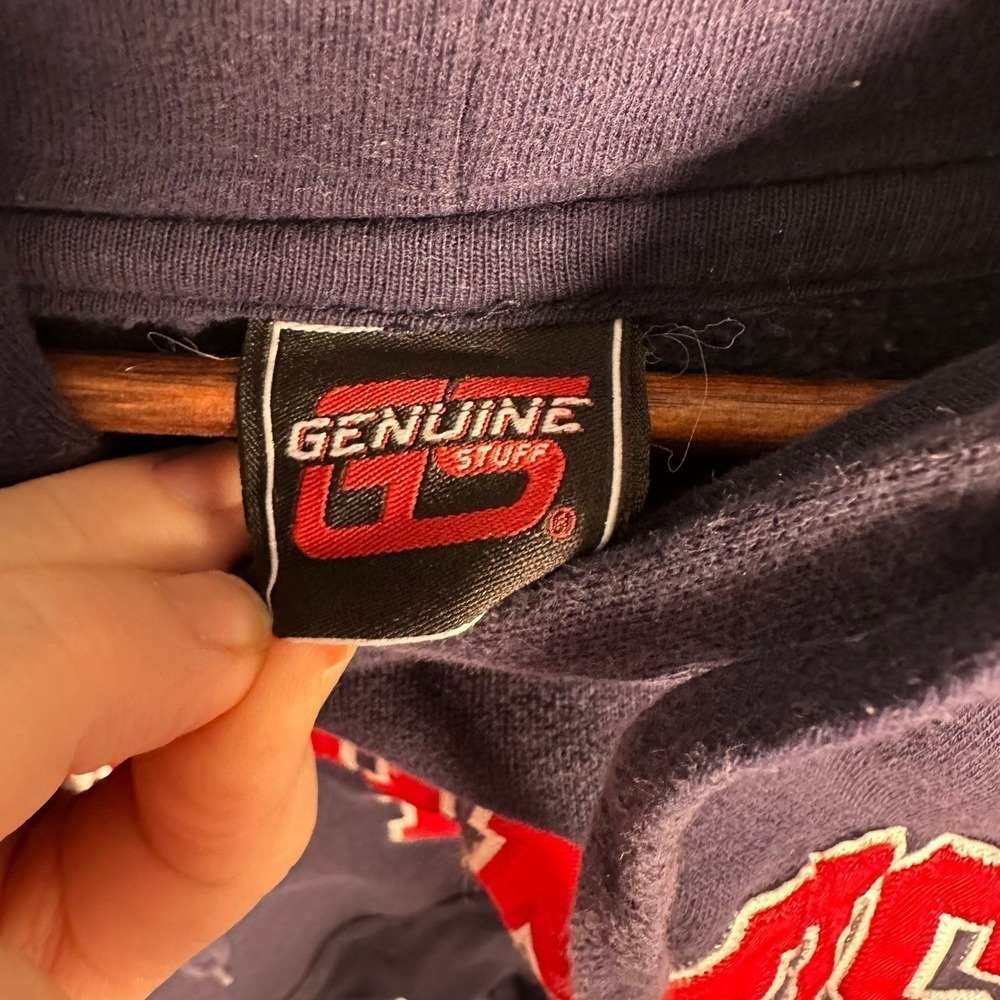 Genuine Stuff Ole Miss Rebels Mens Large Navy Blue Embroidered Hoodie Sweatshirt - Picture 5 of 8